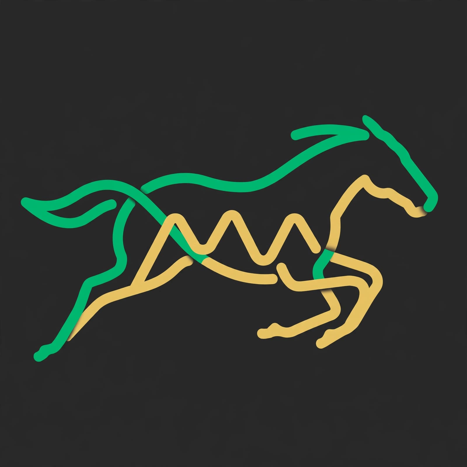 Daily Pace Card podcast logo — a galloping thoroughbred formed by emerald and gold pace-graph lines